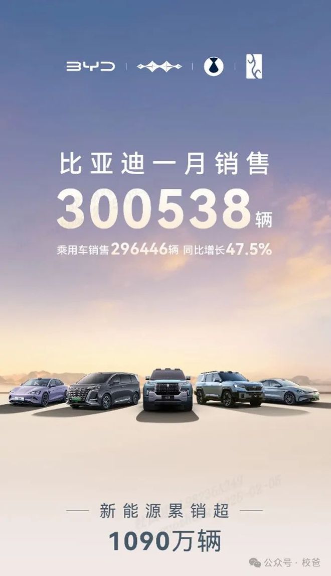 九游娛樂NineGame：比亞迪開年狂飆300538輛中國品牌汽車銷冠寶座穩如泰山！